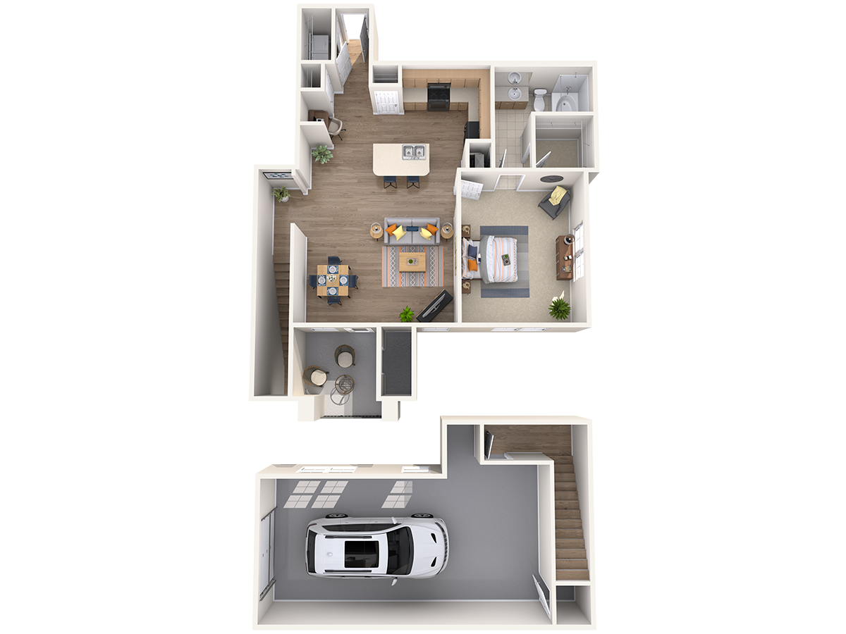 Floor plan for 1 bed, 1 bath, 920 sqft